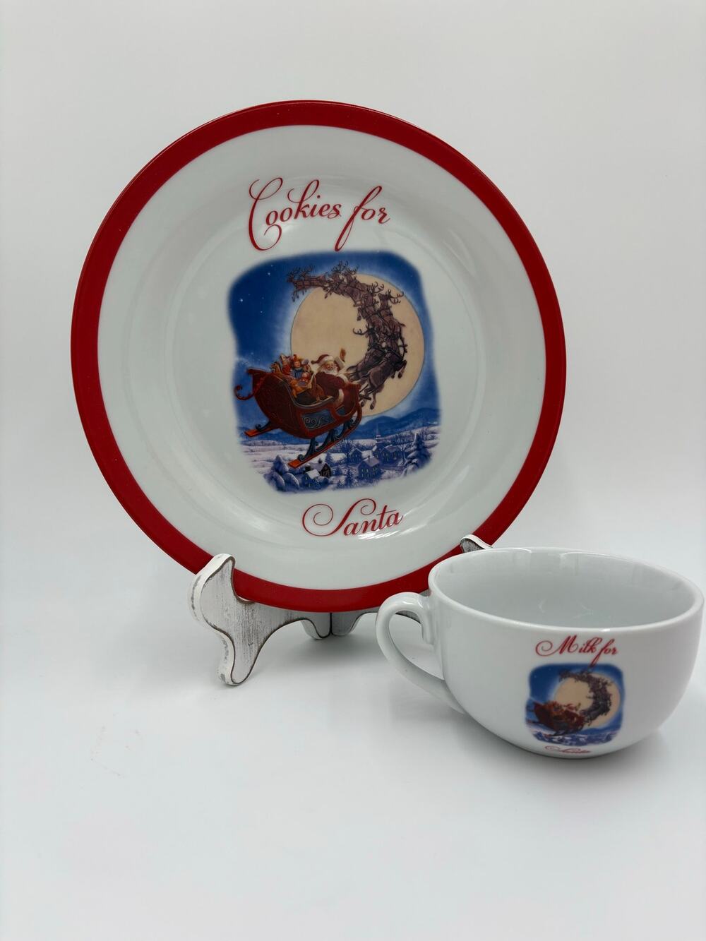 Pottery Barn  Kids 'Twas the Night Before Christmas Porcelin Santa snack Set
